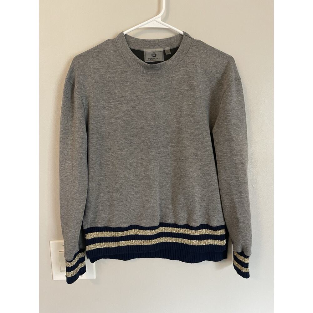 Foray Golf Women's Crewneck Sweatshirt Gray Navy Gold Sz S Preppy Performance
